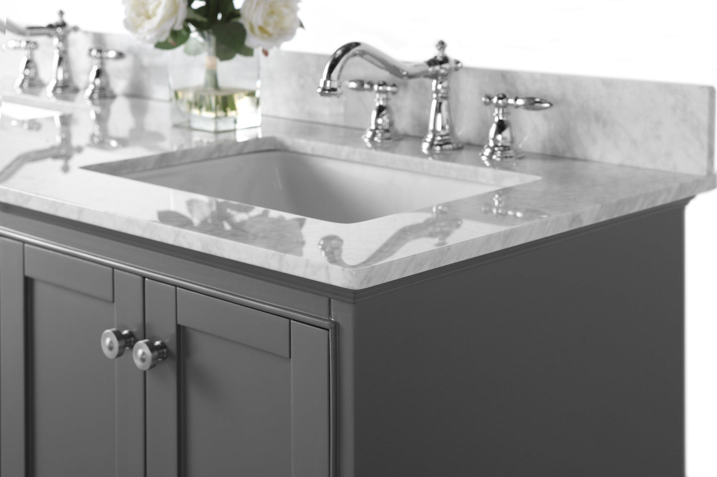 Ancerra Designs Audrey 60 in. Bath Vanity Set in Sapphire Gray with 24 in. Mirror