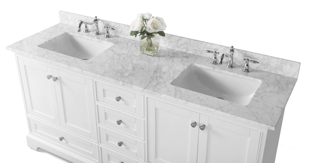 Ancerra Designs Audrey 72 in. Bath Vanity Set in White with 24 in. Mirror