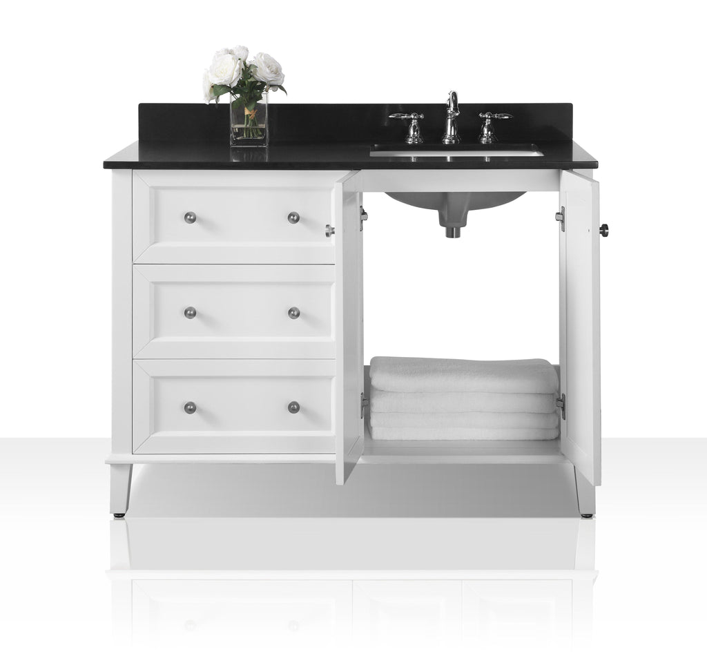 Ancerra Designs Hannah 48 in. Off Centered Right Bath Vanity Set in White