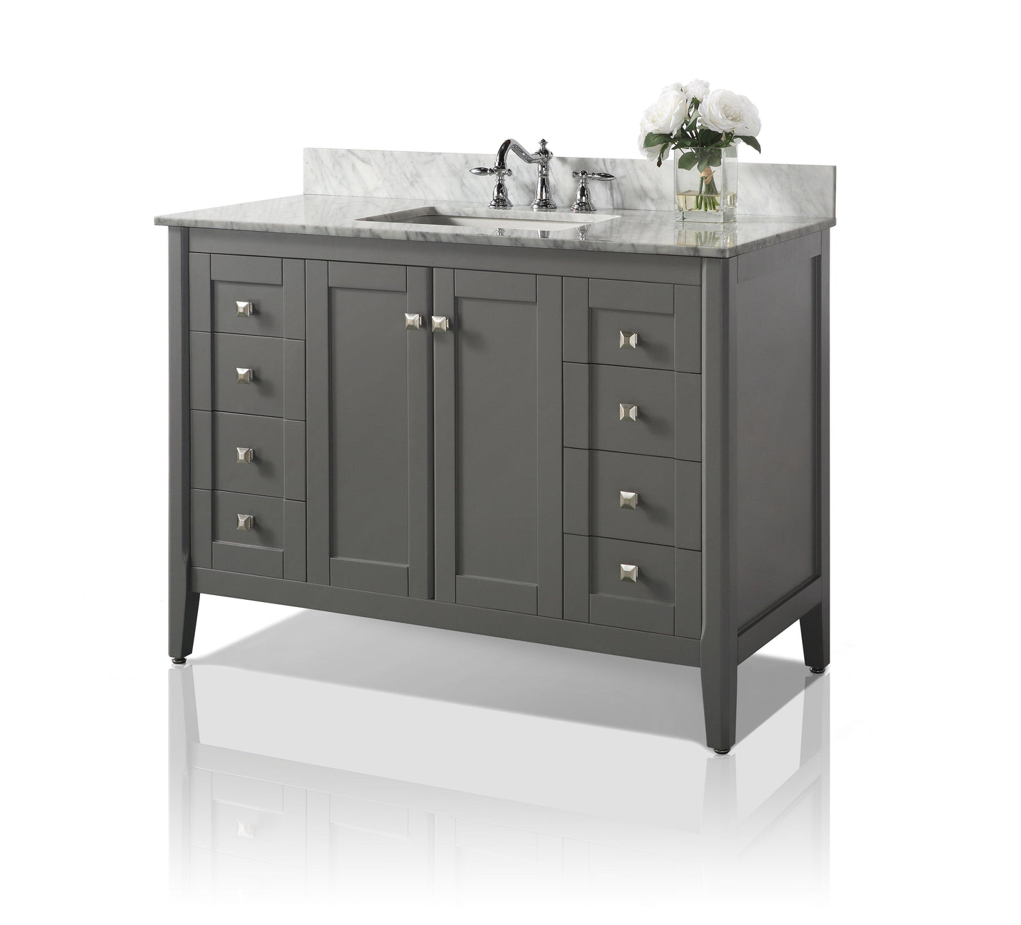 Ancerra Designs Shelton 48 in. Bath Vanity Set in Sapphire Gray with 28 in. Mirror