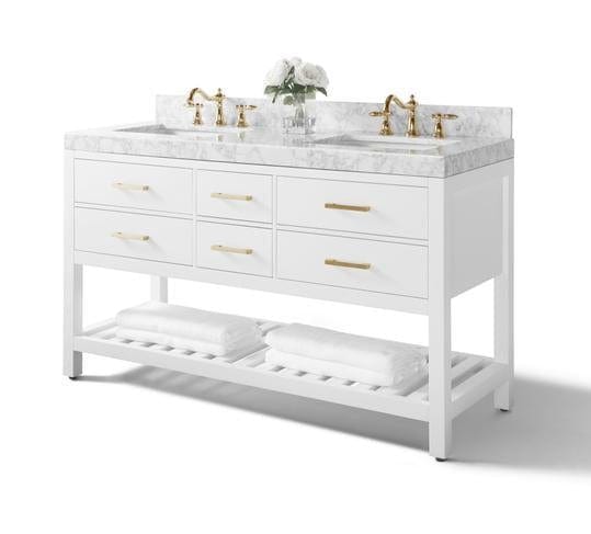Ancerra Designs Elizabeth 60 in. Bath Vanity Set in White