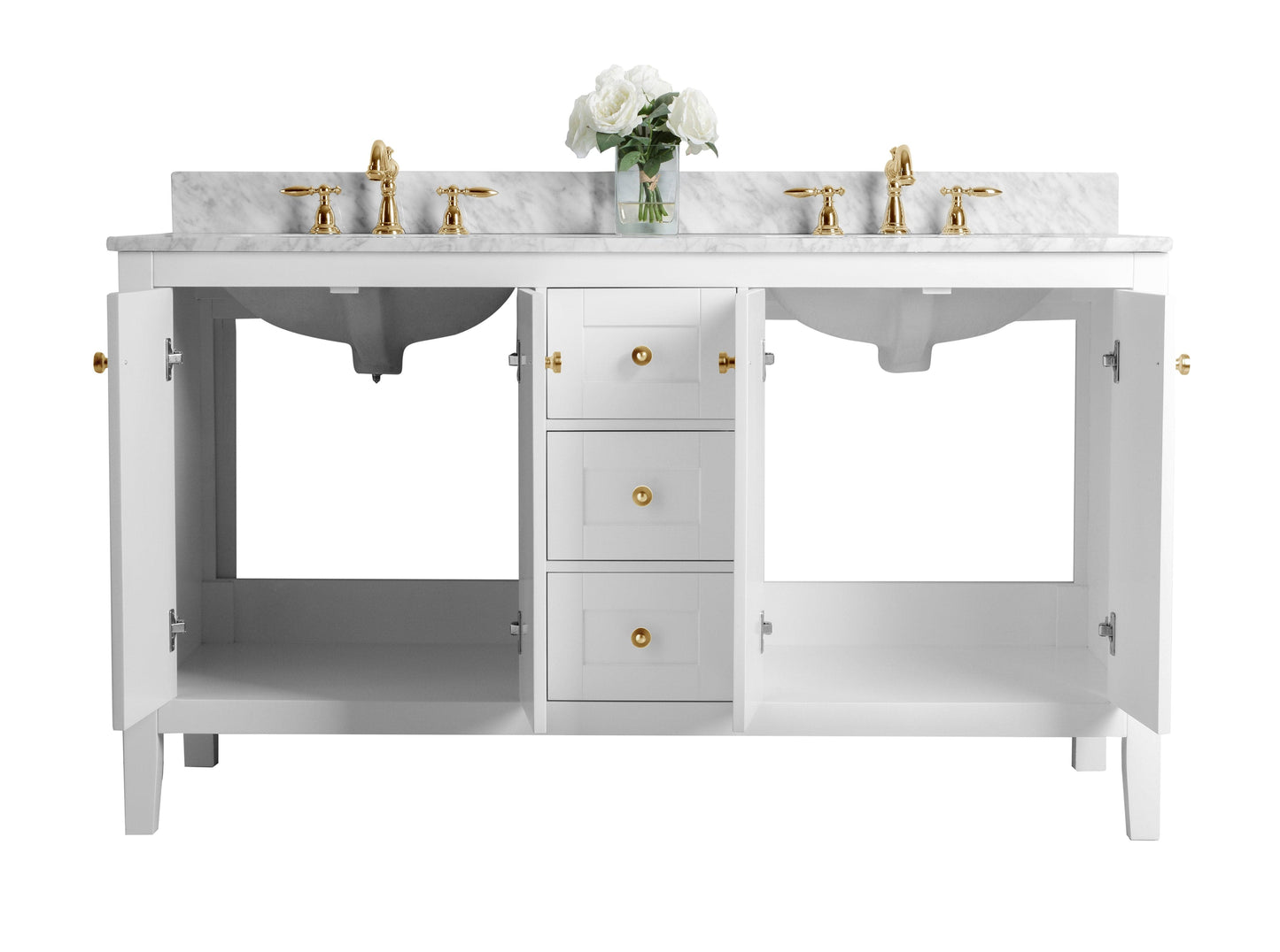 Ancerra Designs Maili 60 in. Bath Vanity Set in White with 24 in. Mirrors