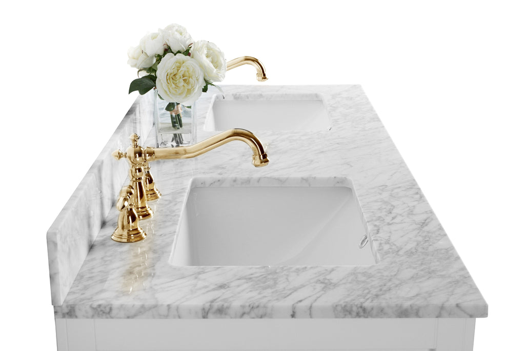 Ancerra Designs Maili 60 in. Bath Vanity Set in White with 24 in. Mirrors