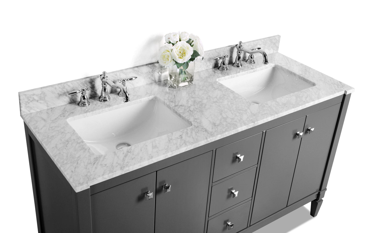 Ancerra Designs Kayleigh 60 in. Bath Vanity Set in Sapphire Gray with 24 in. Mirror