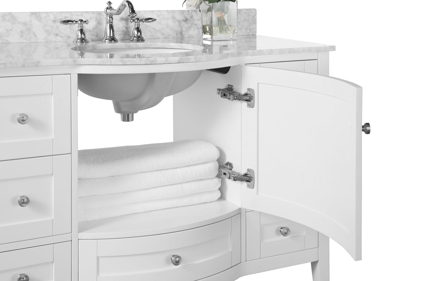 Ancerra Designs Lauren 48 in. Bath Vanity Set in White with 28 in. Mirror