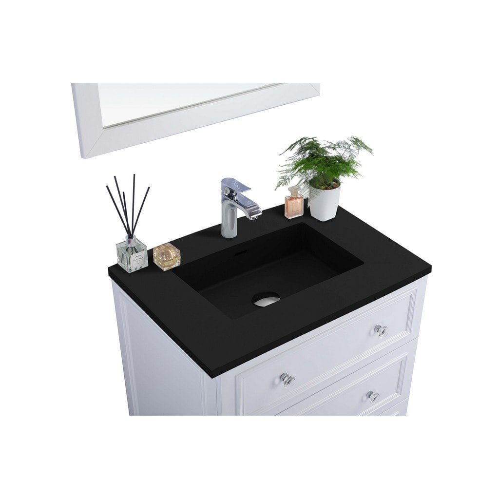 Laviva Luna 30" Cabinet with Matte Black VIVA Stone Solid Surface Countertop