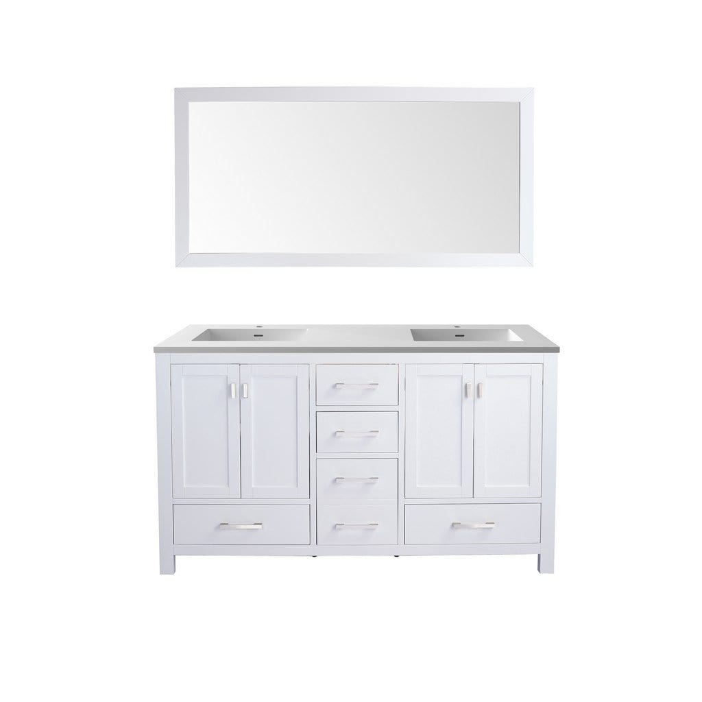 Laviva Wilson 60" Cabinet with Matte White VIVA Stone Solid Surface Countertop