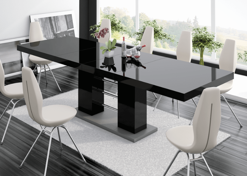 MAXIMA HOUSE Dining Table with 2 Extension High Gloss
