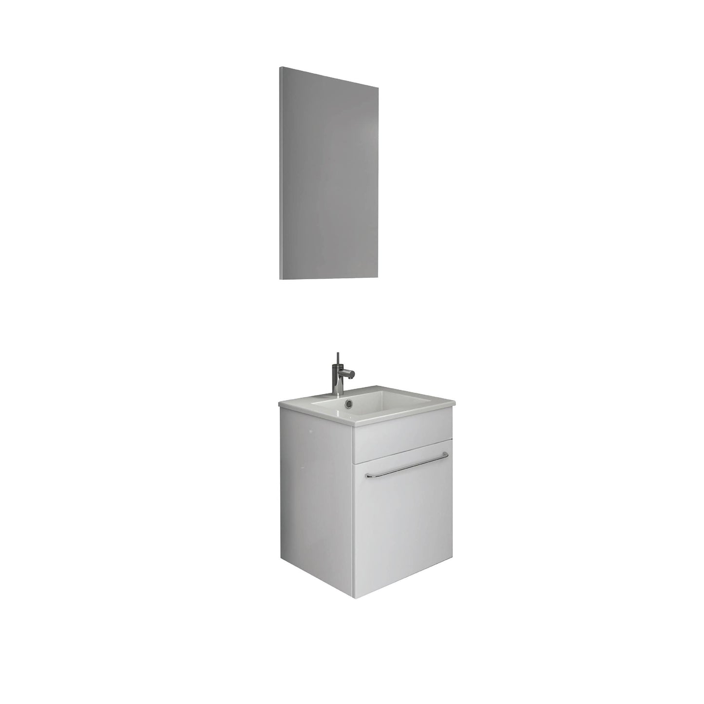 Qubo Modern Floating Bath Vanity Set 16 inches White with basin and mirror