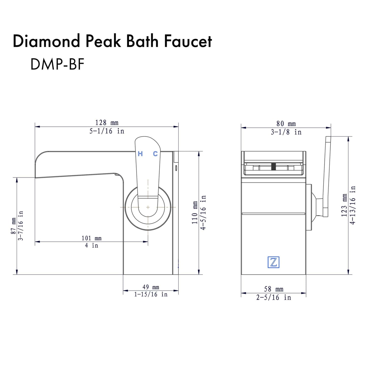 ZLINE Diamond Peak Bath Faucet with Color Options (DMP-BF)