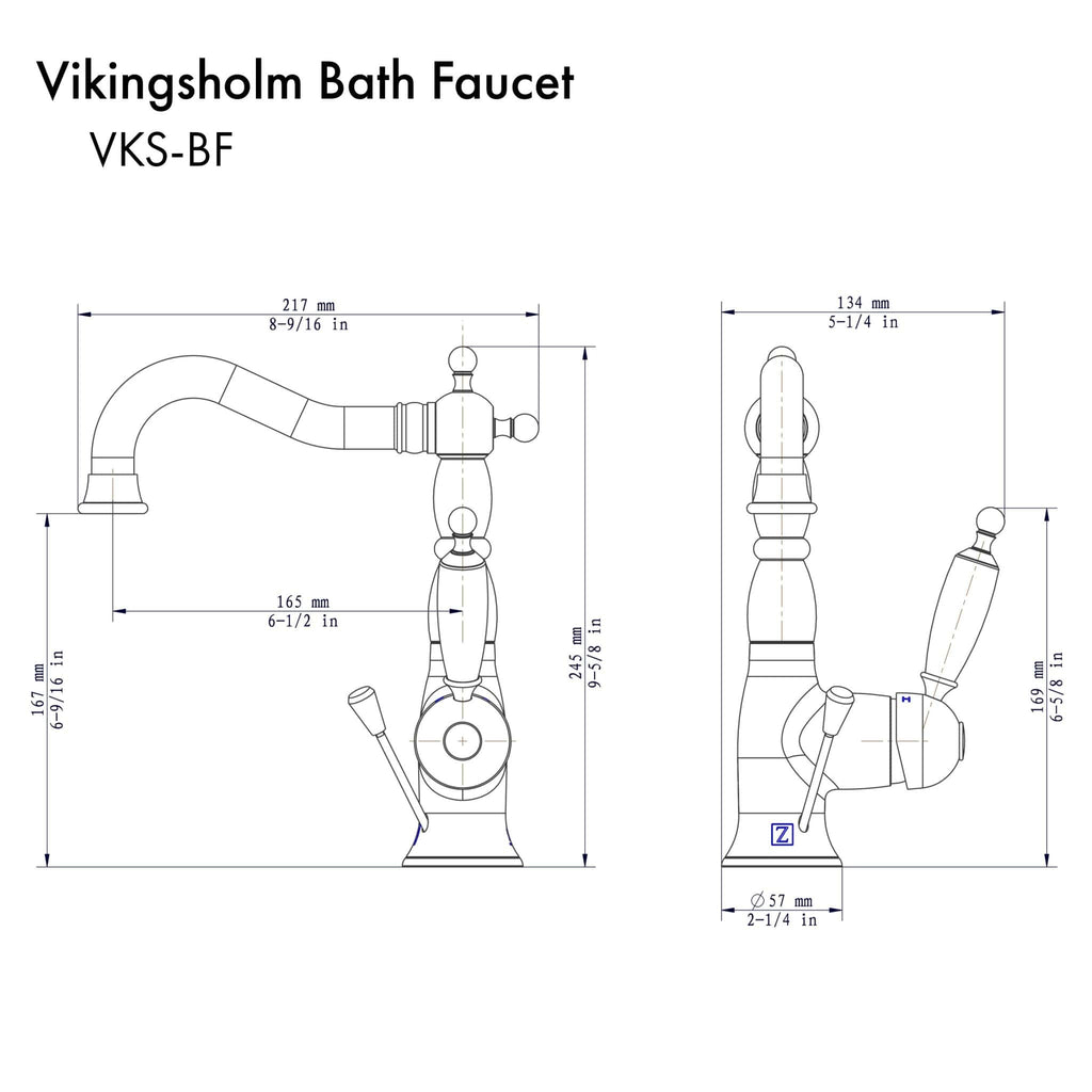 ZLINE Vikingsholm Bath Faucet with Color Options (VKS-BF)